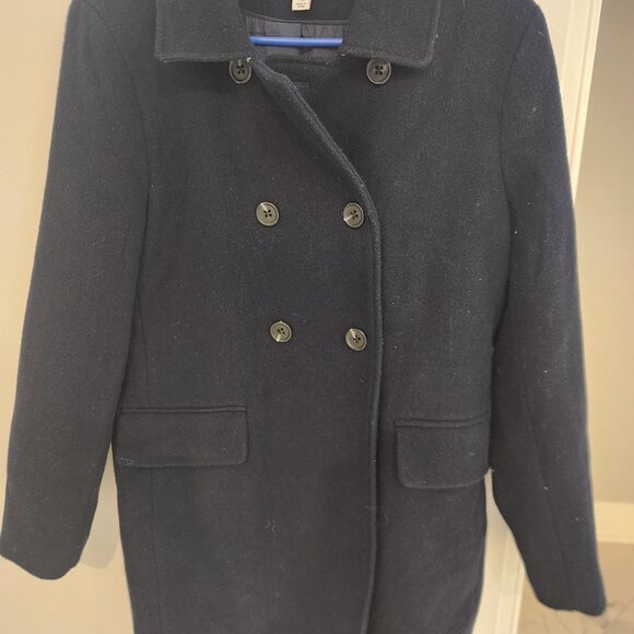 J. Crew Factory women's double breast navy blue wool coat size 10 - Picture 6 of 10